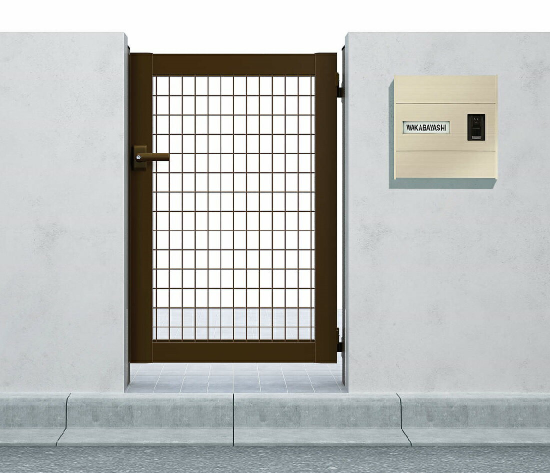 YKKAPガーデンエクステリア 門扉 シンプレオ M1型 片開き[門柱内開きセット]：[幅400mm×高1200mm]