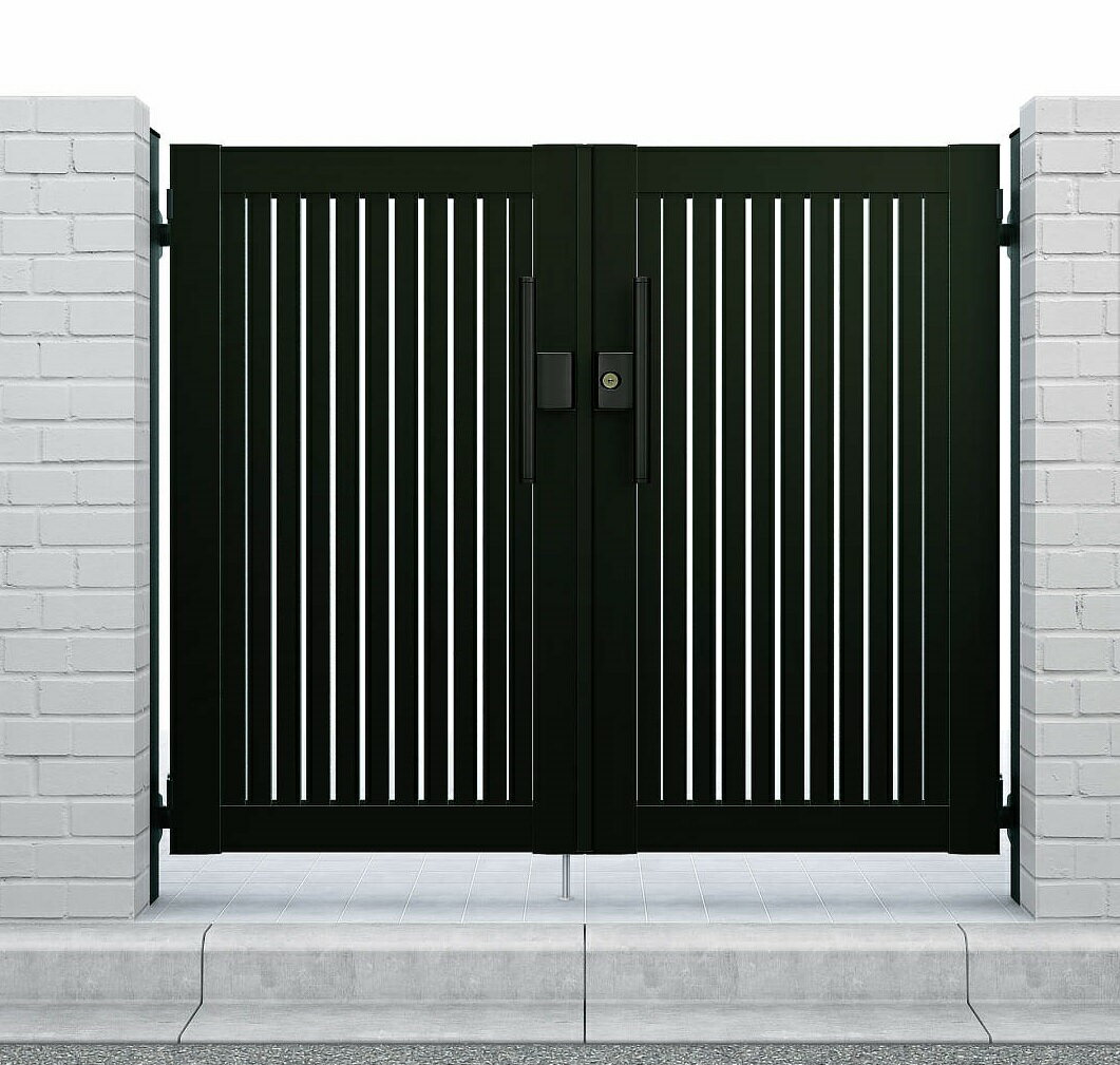 YKKAPガーデンエクステリア 門扉 シンプレオ 4型 両開き[門柱内開きセット]：[幅1600mm×高2000mm]