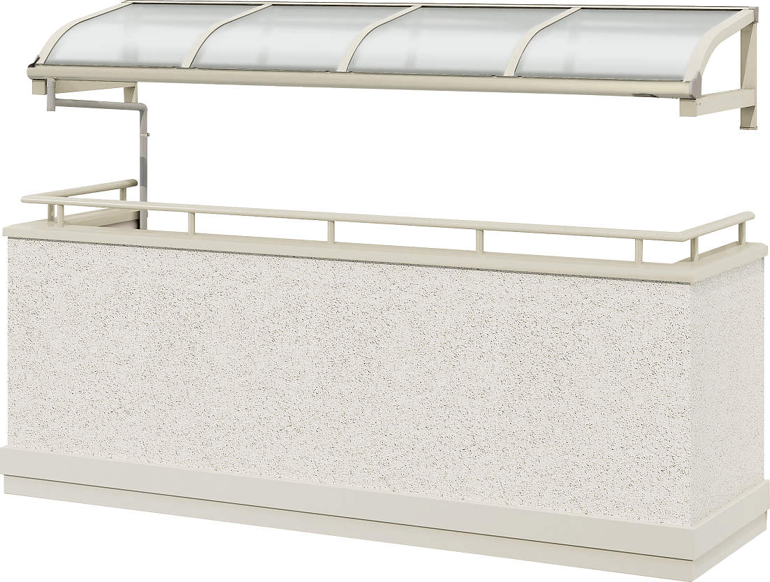 YKKAPウォールエクステリア テラス屋根 持ち出し屋根ソラリア 600N/[アール型][関東間] 四尺[奥行：1170mm]：単体タイプ[幅910mm]【YKK】【持ち出し屋根】【ソラリア】【屋根】