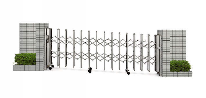 YKKAPガーデンエクステリア ゲート 伸縮ゲート レイオス7型・傾斜地用 片開き：[幅5032mm×高1150mm]