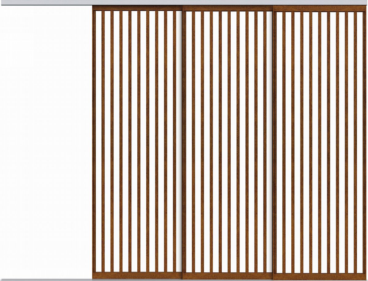 YKKAPアルミインテリア スクリーンパーティション[間仕切] 片引き戸3枚建(アルミ枠) Jタイプ：[幅3455..