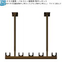 テラス屋根・バルコニー屋根用セット 固定 吊り下げ式物干しセット(アルミ物干し竿なし) ワイド 2本入