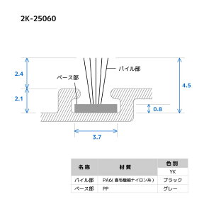 YKKAP窓サッシ 部材 網戸モヘア：クリアランス2mm(2K-25060)10m