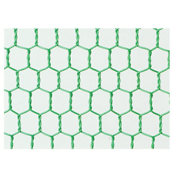 産業用金網 ビニール亀甲金網 線径1.15mm 開目16mm：910mm×30m グリーン【害獣対策】【イノシシよけ】【侵入防止ネット】【フェンス】【柵】