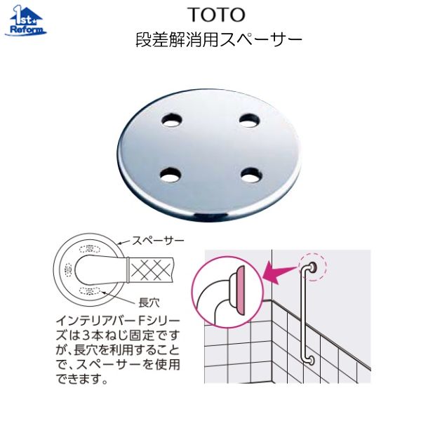 リフォーム用品 バリアフリー 浴室用手すり ステンアクアレール：TOTO 段差解消用スペーサー 厚み15mm