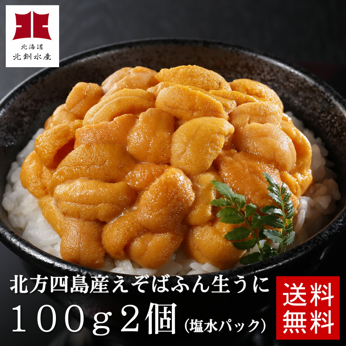 【送料無料】えぞばふん生うに100g2個入（無添加塩水パック）【A】