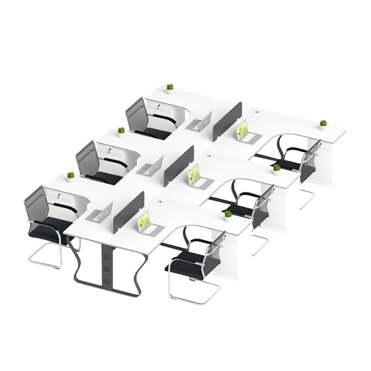 【受注生産商品】オフィスデスク　シンプルモダン　　多人数対応　スチール脚　ロの字脚　サイドキャビネット　錠付き　シリンダー錠　配線ダクト　焼付塗装　ホワイト