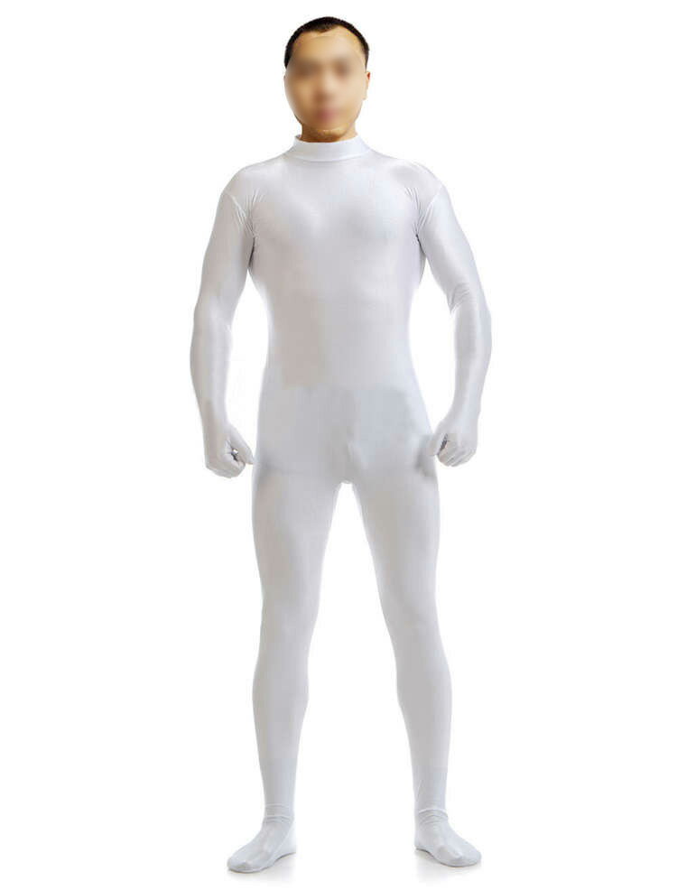 全身タイツおもしろい 服 ホワイト 人気者 なりきり 大人用 zentaiアイテム(着脱簡単)フロントジッパー 忘年会 クリスマス会 大人用 メンズ レディース...
