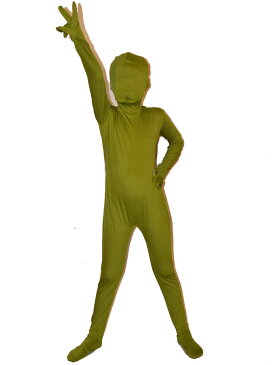 子供用全身タイツ グリーン おもしろい 服人気者 なりきり zentaiアイテム(着脱簡単)フロントジッパー 忘年会 クリスマス会 パーティー パーティーグッズ ハロウィン