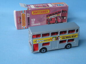 ホビー　模型車　車　レーシングカー マッチバスロンドンシルバーボディラベルボックスオンmatchbox sf17 londonien bus silver body bisto etiquettes rare et cret