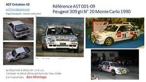 ホビー　模型車　車　レーシングカー デカールプジョーフランソワデルクールラリーモンテカルロdecal 1 43 peugeot 309 gti n20 delecour rally wrc monte carlo 1990 montecarlo