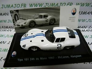 【送料無料】ホビー　模型車　車　レーシングカー カーレオモデルマセラティマセラティルマンマクラーレンmas43s voiture 143 leo models maserati tipo 151 24 heures du mans 1962 mclaren
