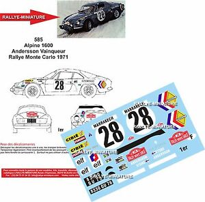 【送料無料】ホビー　模型車　車　レーシングカー デカールアルパインルノーアンダーソンモンテカルロラリーdecals 124 ref 585 alpine renault a110 andersson rallye monte carlo 1971