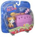 yzzr[@͌^ԁ@ԁ@[VOJ[ ybgsNLAVbvlittlest pet shop chiot avec rose animal transporteur jouet figurine 218