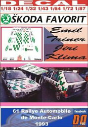 【送料無料】ホビー　模型車　車　レーシングカー デカールシュコダラリーモンテカルロdecal skoda favorit 136l emil triner rally montecarlo 1993 01