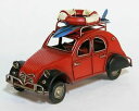 【送料無料】ホビー 模型車 モデルカー モデルビーチバケーションサーフボードトップhand crafted red tin model beach vacation car w surfboard on top