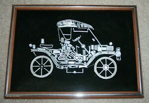 【送料無料】ホビー 模型車 モデルカー ベルベットモデルプラスチックジャンクアートvtg plastic junk art on velvet old time car model a wall art wall hanging