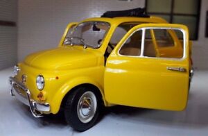 ホビー 模型車 モデルカー スケールフィアットモデルダイカストlgb g scale 124 fiat 500 l lusso model yellow car detailed burago diecast 1968