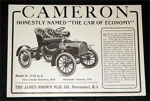 ホビー 模型車 モデルカー キャメロンモデル＃＃ラナバウト1905 old magazine print ad, cameron model 034;h034; 810 hp runabout, car of economy