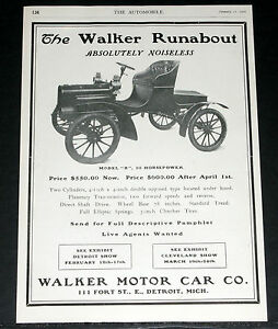 ホビー 模型車 モデルカー ウォーカーモデルラナバウトモーター1906 old magazine print ad, walker model b, 10 hp runabout motor car, noiseless