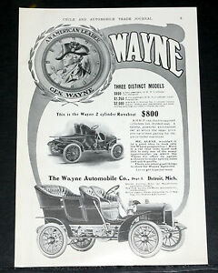 ホビー 模型車 モデルカー ウェインツーリングカーシリンダラナバウトモデル1905 old magazine print ad, wayne touring car, 2 cylinder runabout, 3 models