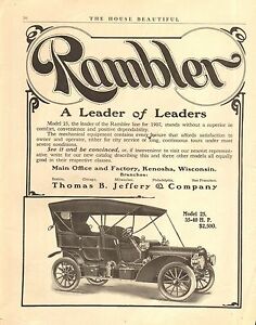 ̵ۥۥӡ Ϸ ǥ륫 ֥顼ǥġ󥰥ꥸʥӥơ1907 rambler model 25 touring car original vintage auto ad