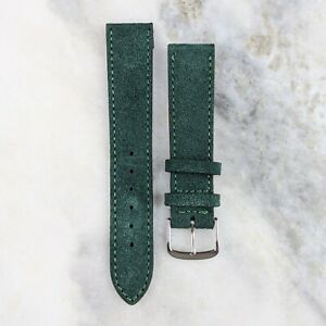 【送料無料】腕時計　スエードレザーウォッチストラップグリーンsuede leather watch strap green 18mm20mm