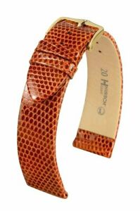 【送料無料】腕時計 トカゲストラップhirsch lizard 18 mm golden brown watch strap, length l