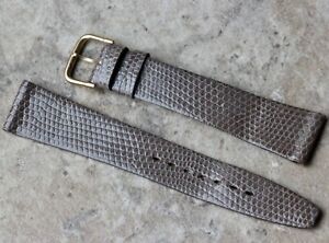 【送料無料】腕時計　クラシックダークグレートカゲヴィンテージウォッチストラップフランスclassic dark grey 18mm genuine lizard vintage watch strap made in france 1960s