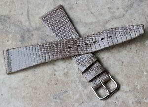 【送料無料】腕時計　フランスグレーステッチトカゲヴィンテージウォッチストラップmade in france grey unstitched genuine lizard 19mm vintage watch strap 1960s70s