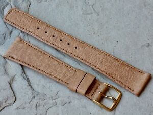 【送料無料】腕時計　タンアンパッドオールステッチペッカリーヴィンテージウォッチストラップtan unpadded 19mm allstitched genuine peccary vintage watch strap nos 1960s70s