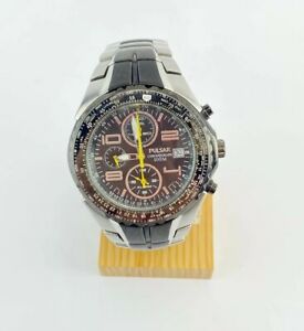 【送料無料】腕時計 パルサークロノグラフメンズシルバーブラックトーンステンレススチールウォッチ 【送料無料】腕時計 パルサークロノグラフメンズシルバーブラックトーンステンレススチールウォッチ
