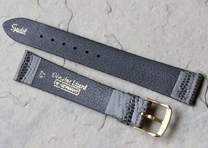 【送料無料】腕時計　グレートカゲヴィンテージフラットウォッチストラップヨーロッパメイドgrey genuine lizard 17mm vintage flat watch strap european made 1960s70s nos