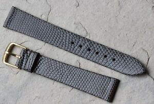 【送料無料】腕時計　グレートカゲヴィンテージフラットウォッチストラップヨーロッパメイドgrey genuine lizard 17mm vintage flat watch strap european made 1960s70s nos