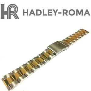 【送料無料】腕時計　ハドリーローマステンレスメッキリンクブレスレット18mm hadleyroma mb4427t solid stainless steelgold plated link watch bracelet