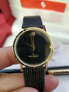 【送料無料】腕時計　プジョーメンズクォーツウォッチバッテリーブラックボックスボーナスペン