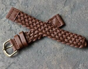 【送料無料】腕時計　タンレザーヴィンテージストラップfinely braided short length 16mm tan genuine leather vintage watch strap 1960s