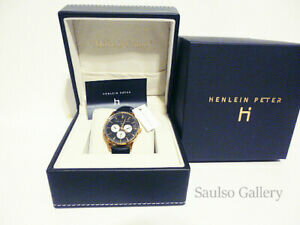 【送料無料】腕時計 ヘンリーンピーターローズゴールドブラックレザーストラップメンズクロノウォッチ