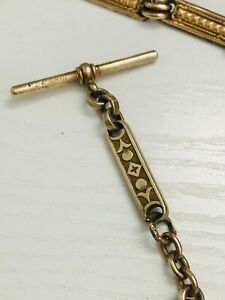 【送料無料】腕時計　アンティークロールゴールドリンクベルチャーウォッチチェーンドッグクリップantique t*h rolled gold decorative links belcher watch chain with dog clip tamp;h
