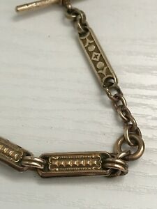 【送料無料】腕時計　アンティークロールゴールドリンクベルチャーウォッチチェーンドッグクリップantique t*h rolled gold decorative links belcher watch chain with dog clip tamp;h