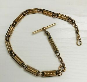 【送料無料】腕時計　アンティークロールゴールドリンクベルチャーウォッチチェーンドッグクリップantique t*h rolled gold decorative links belcher watch chain with dog clip tamp;h