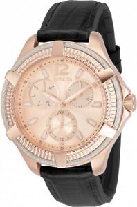 【送料無料】腕時計　インビクタウィメンズボルトクォーツステンレススチールブラックレザーウォッチ