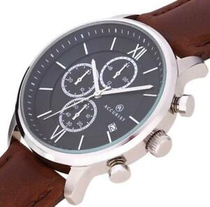 【送料無料】腕時計　クロノグラフストップウォッチパッドレザーストラップウォッチaccurist 7154 chronograph stopwatch 100m padded leather strap watch rrp £12999
