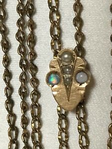 【送料無料】腕時計　ビクトリアレディースゴールドフィルドライディングウォッチチェーンオパールシードパールvictorian ladies gold filled sliding watch chain w opals amp; seed pearls