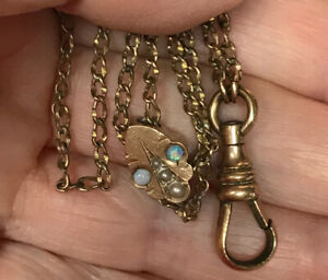 【送料無料】腕時計　ビクトリアレディースゴールドフィルドライディングウォッチチェーンオパールシードパールvictorian ladies gold filled sliding watch chain w opals amp; seed pearls