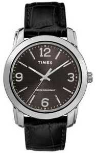 【送料無料】腕時計　メンズベーシックブラックレザーウォッチメートル