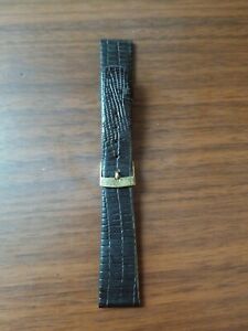 【送料無料】腕時計　ヴィンテージミッドセンチュリーブラックレザーウォッチストラップゴールドバックル