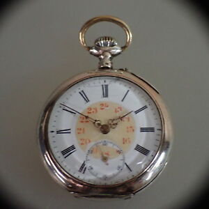 【送料無料】腕時計 オープンメンズポケットウォッチアーウィンフォーゲルシルバーschone ene herrentaschenuhr erwin vogel silber um 1900 48537