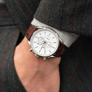 【送料無料】腕時計　クロノラグジュアリーメンズシルバーホワイトクロックブラウンvincero chrono s luxury mens wrist watch silver white croc brown