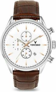 【送料無料】腕時計　クロノラグジュアリーメンズシルバーホワイトクロックブラウンvincero chrono s luxury mens wrist watch silver white croc brown